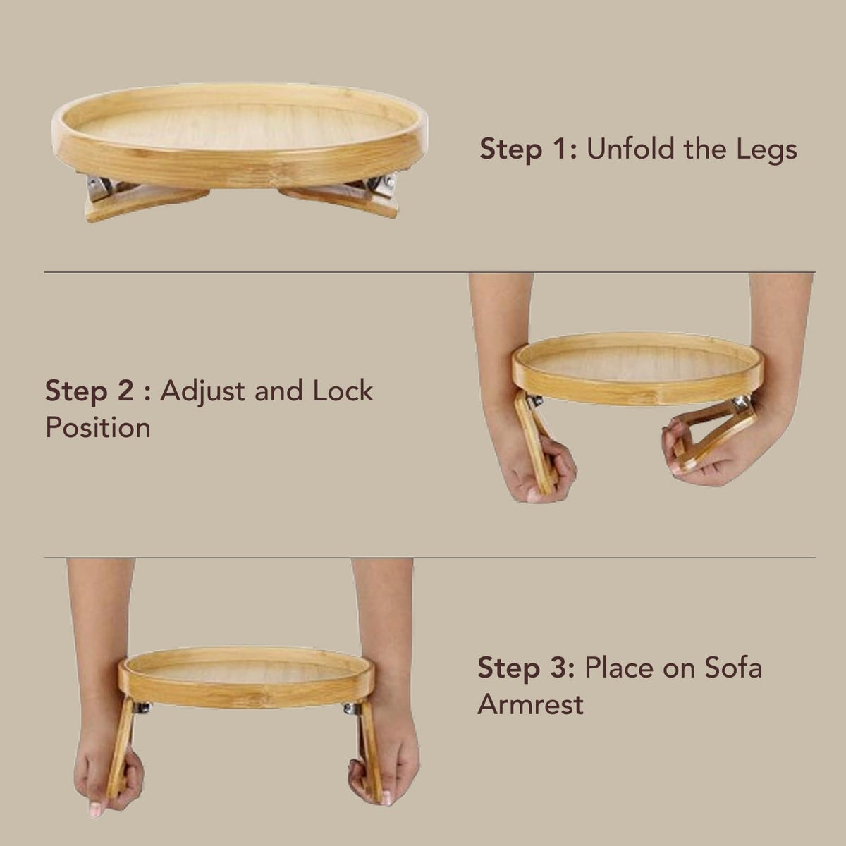 Ambia™ Premium Bamboo Sofa Side Table Clip