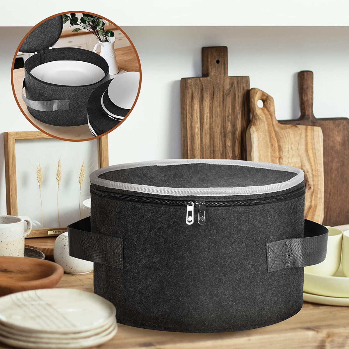 Platra™ Plate Storage Case with 12 Thick Felt Dividers