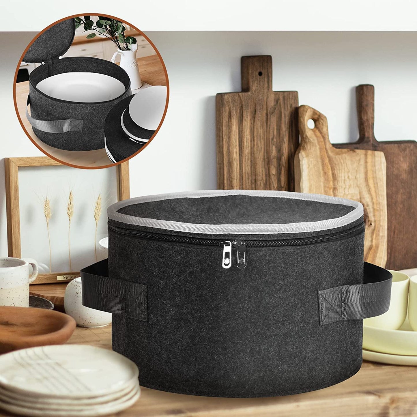 Platra™ Plate Storage Case with 12 Thick Felt Dividers