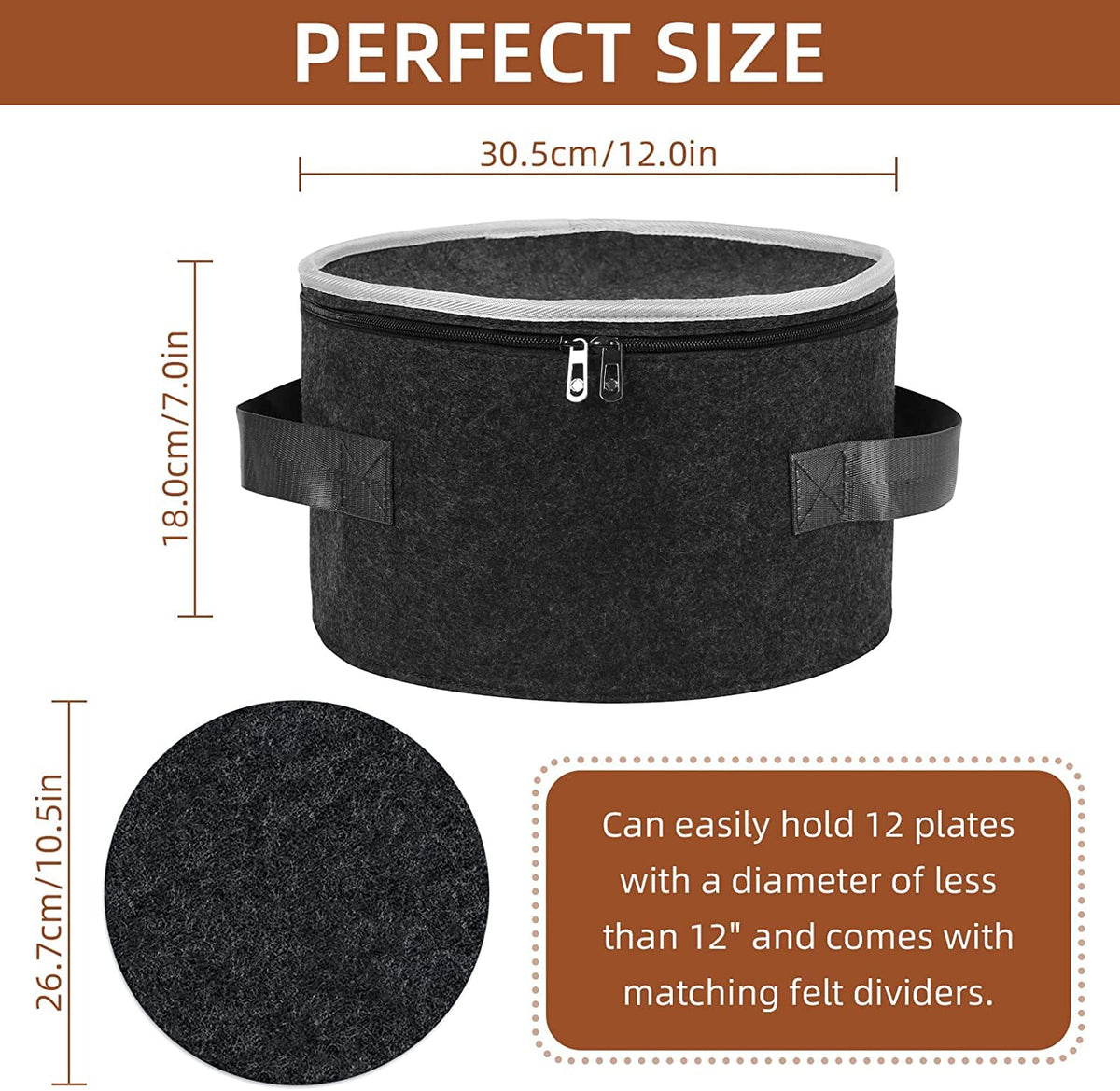 Platra™ Plate Storage Case with 12 Thick Felt Dividers