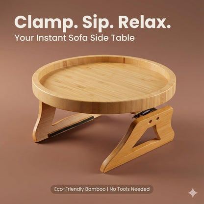 Ambia™ Premium Bamboo Sofa Side Table Clip
